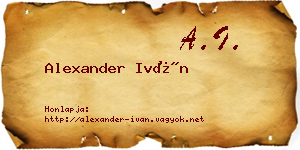 Alexander Iván névjegykártya
