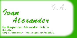 ivan alexander business card